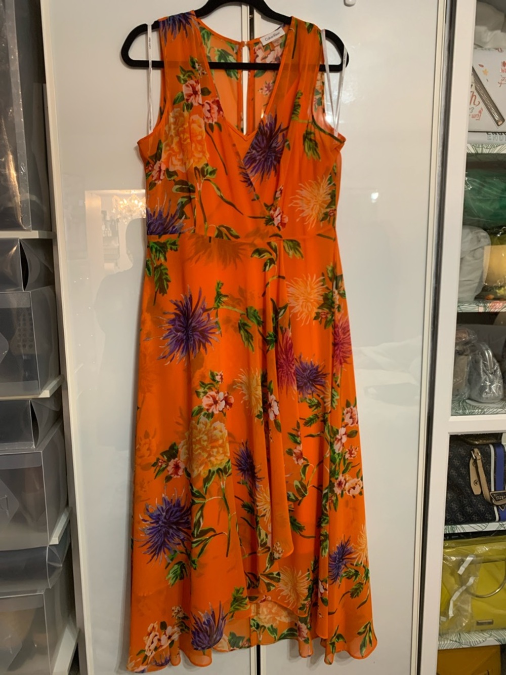 Calvin Klein Orange Floral Maxi Dress